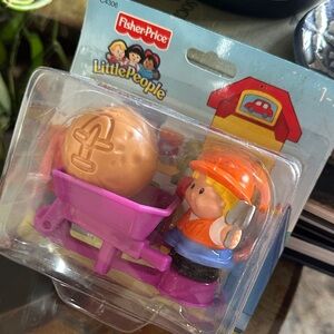 New Vintage Fisher-Price Little People c4306 2003 construction wheelbarrow